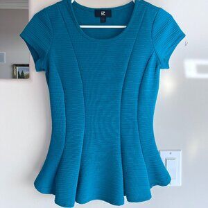 Blue stretchy peplum shirt
